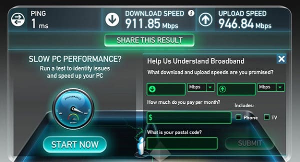 موقع Google Fiber Speed Test