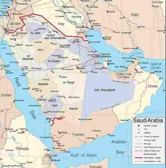 خريطة المملكة العربية السعودية بالمدن والمحافظات