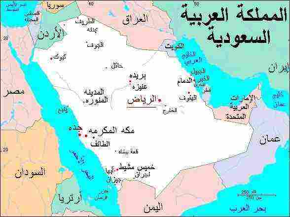 خريطة شبه الجزيرة العربية صماء