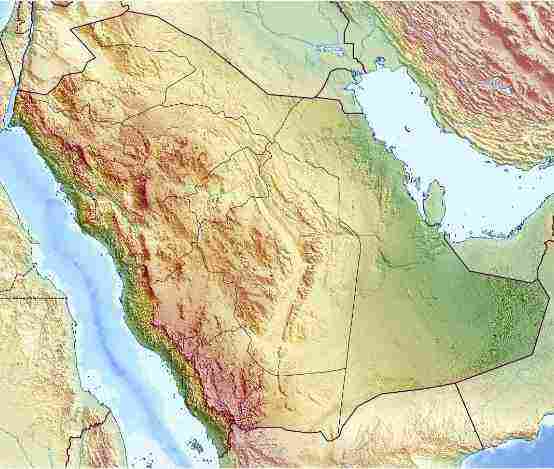 خريطة المملكة العربية السعودية الصماء