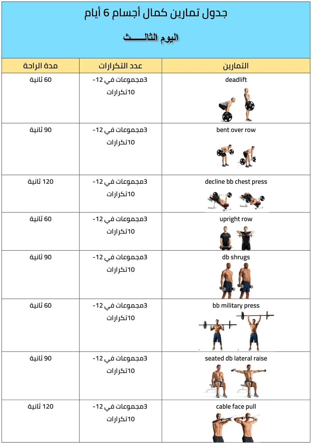 جدول تمارين كمال الأجسام 6 أيام والأخطاء الشائعة